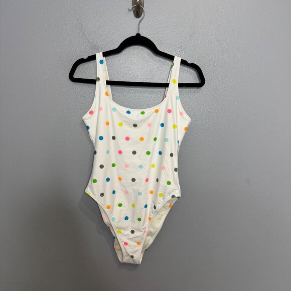 AERIE babewatch smiley face print cheekiest one piece swimsuit size L - Picture 1 of 7
